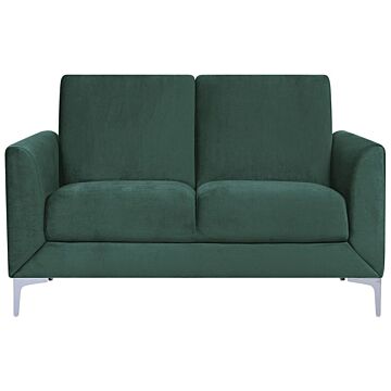 Sofa Green Fabric Upholstery Silver Legs 2 Seater Loveseat Glam Beliani
