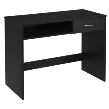 Homcom Modern Computer Work Desk Table Study W/ Shelf Drawer Standing Writing Station Display Stylish Storage Compact Black