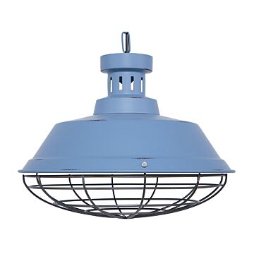 Ceiling Lamp Blue Metal 83 Cm Pendant Cage Factory Shade Chain Industrial Beliani