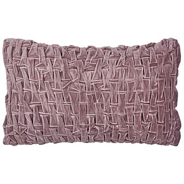Decorative Cushion Violet Velvet 30 X 50 Cm Modern Traditional Living Room Bedroom Pillow Beliani