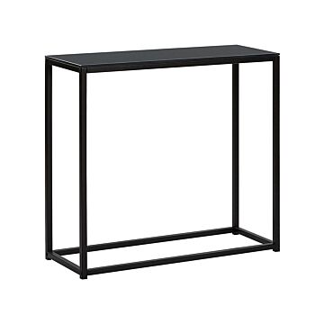 Console Table Black Tempered Glass Top Metal Base Glam Modern Living Room Bedroom Hallway Beliani