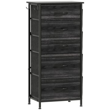 Homcom Chest Of Five Fabric Drawers - Black