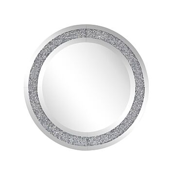 Wall Mounted Hanging Mirror Silver Round 70 Cm Modern Glamour Living Room Bedroom Decoration Beliani