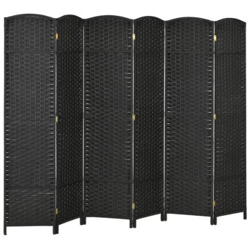 Homcom 6 Panel Folding Room Divider, Freestanding Privacy Screen For Living Room, Bedroom And Office, 240 X 170cm, Black