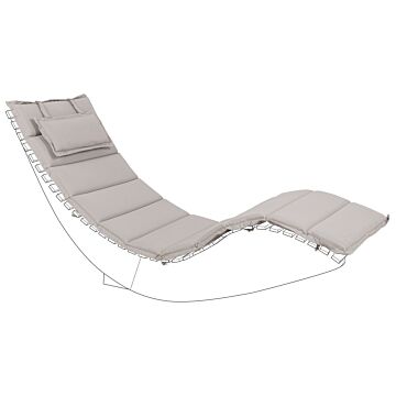 Sun Lounger Cushion Taupe Fabric 180 X 60 Cm Padded With Head Pillow Beliani