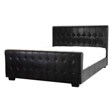 Dakar Button Pu Double Bed Black