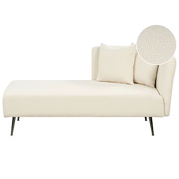 Chaise Lounge White Right Hand Boucle Fabric Upholstery With Decorative Cushions Metal Legs Modern Design Living Room Beliani