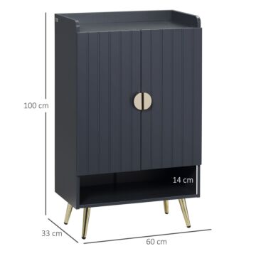 Homcom Modern Shoe Cabinet With 2 Doors, Open Shelf And Adjustable Shelves, Hallway Shoe Cupboard For 15 Pairs Of Shoes, Entryway Storage Unit, Grey