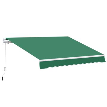 Outsunny Garden Patio Manual Retractable Awning Canopy Sun Shade Shelter 4m X 3m-green