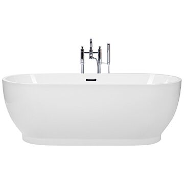 Freestanding Bath Glossy White Sanitary Acrylic Oval Modern Minimalist Design Beliani