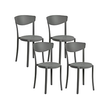 Set Of 4 Garden Chairs Black Polypropylene Lightweight Weather Resistant Plastic Indoor Outdoor Modern Beliani