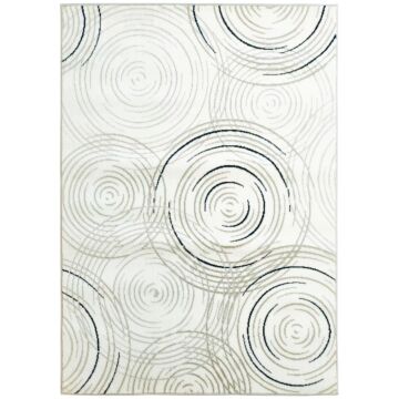 Homcom Modern Area Rug, Swirl Pattern Machine Washable Rug, Allergy-friendly Floor Carpet For Living Room, Bedroom, Dining Room, Home Office, 170 X 120 Cm, Cream White
