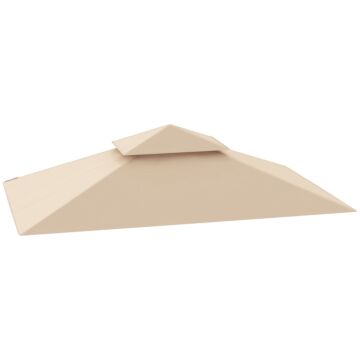Outsunny Grill Gazebo Replacement Canopy Roof For 1.5 X 2.4m Frame, Upf50+ Protection, Double Tiered 5' X 8' Outdoor Bbq Gazebo Cover Replacement, Top Cover Only, Beige