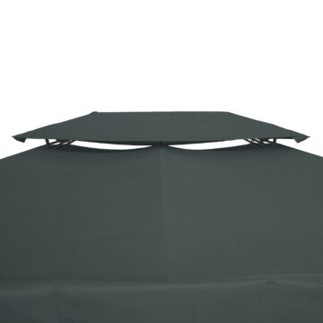 Outsunny 3x4m Gazebo Replacement Roof Canopy 2 Tier Top Uv Cover Garden Patio Outdoor Sun Awning Shelters Deep Grey (top Only)