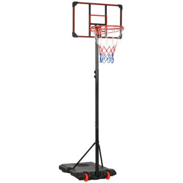 Sportnow Height Adjustable Basketball Hoop And Stand For Kids With Sturdy Backboard And Weighted Base, Portable On Wheels, 1.8-2m