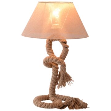 Homcom Table Lamp Bedside Light Indispensable Nautical Twisted Rope Glow E27 Bedroom Living Room Beige