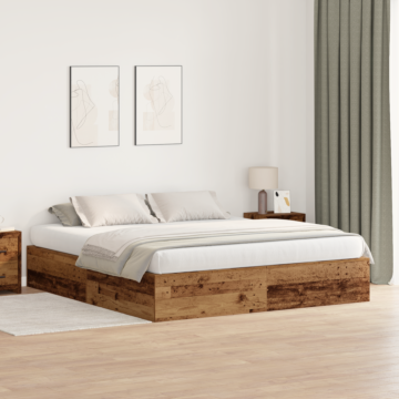 Vidaxl Bed Frame Reclaimed Wood Solid Oak Wood Durable Storage Bed