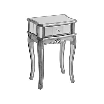 Mirrored Side Table Silver 1 Drawer Shabby Chic French Design Beliani