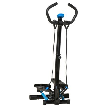 Homcom Adjustable Twist Stepper Fitness Step Machine, Lcd Screen, Height-adjust Handlebars, Home Gym, Black And Blue