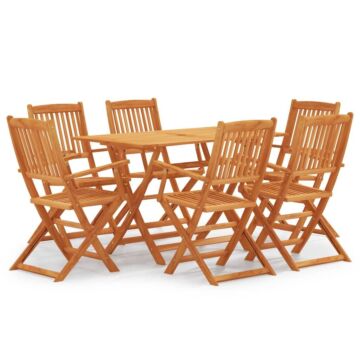 Vidaxl 7 Piece Folding Outdoor Dining Set Solid Eucalyptus Wood