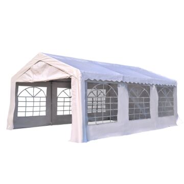 Outsunny 6m X 4 Mparty Tents Portable Carport Shelter W/ Removable Sidewalls & Doors Party Tent Shelter Car Canopy