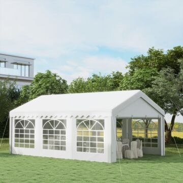 Outsunny 6m X 4 Party Tent Portable Carport Shelter W/ Removable Sidewalls & Doors Party Tent Shelter Car Canopy
