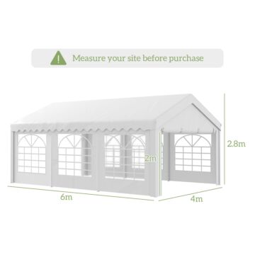 Outsunny 6m X 4 Party Tent Portable Carport Shelter W/ Removable Sidewalls & Doors Party Tent Shelter Car Canopy