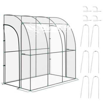 Outsunny 214cm X 118cm Walk-in Lean To Greenhouse, With Accessories