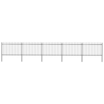 Vidaxl Garden Fence With Spear Top Steel 8.5x1.2 M Black
