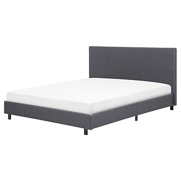 Slatted Bed Frame Grey Polyester Fabric Upholstered 5ft3 Eu King Size Modern Design Beliani