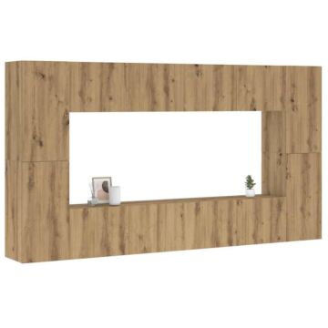 Vidaxl Wall Mounted Tv Cabinets 8 Pcs Artisan Oak Engineered Wood