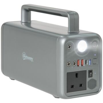Outsunny Portable Power Station, 230.4wh Lifepo4 Battery, Three Charging Modes Pure Sine-wave Battery Backup With Ac Outlets, Ac/dc/usb/pd/car Ports