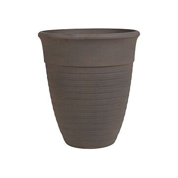 Plant Pot Planter Solid Brown Stone Mixture Polyresin Square Ø 43 Cm All-weather Beliani