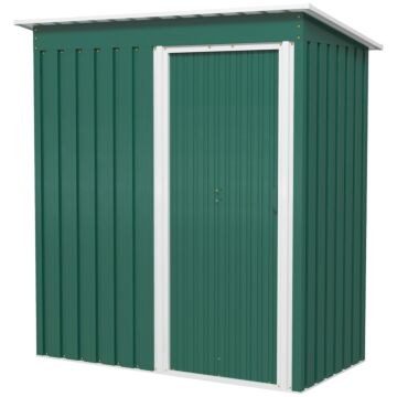 Outsunny 5 X 3ft Garden Storage Shed With Sliding Door And Sloped Roof Outdoor Equipment Tool Garden, Green