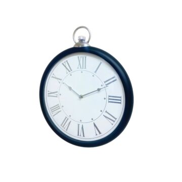 Round Black And Silver Clock 42cm