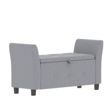 Vida Designs Seville Storage Ottoman, Light Grey Linen