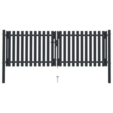 Vidaxl Double Door Fence Gate Steel 306x125 Cm Anthracite