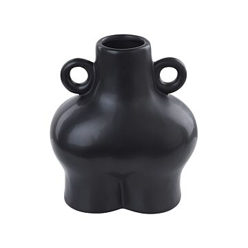 Flower Vase Black Dolomite Ceramic 20 Cm Table Decoration Body Shape Sculpture Boho Minimalist Beliani