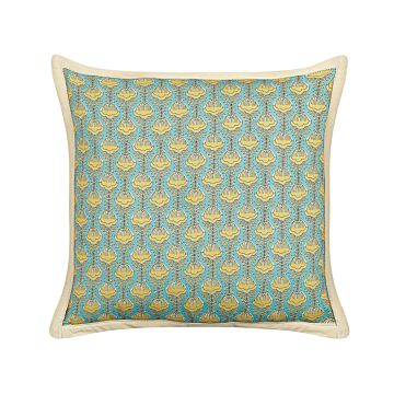 Scatter Cushion Cotton Flower Pattern 45 X 45 Cm Decorative Piping Removable Cover Decor Accessories Beliani
