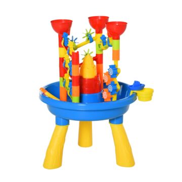 Homcom Sand And Water Table Beach Toy Set Waterpark Outdoor Playset For Kids With Accessories 30 Pcs