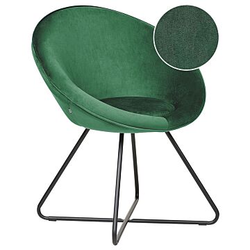 Accent Chair Green Upholstery Velvet Round Seat Retro Minimalist Beliani