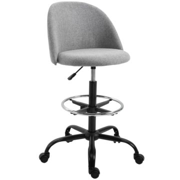 Vinsetto Ergonomic Drafting Chair Adjustable Height W/ 5 Wheels Padded Seat Footrest 360° Swivel Freely Comfortable Versatile Use For Home Office