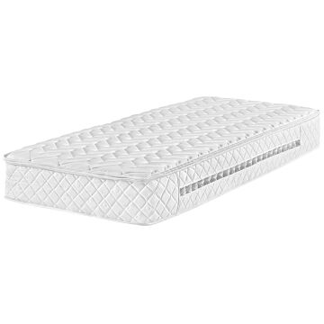 Pocket Spring Mattress Firm White 90 X 200 Cm Polyester With Cooling Memory Foam With Zip Beliani