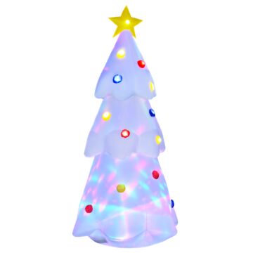 Homcom 2.5m Inflatable Christmas Tree W/ Star And Multicolour Decorations Led Lighted Indoor Outdoor Home Decor For Garden Lawn Party Prop White