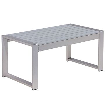 Outdoor Coffee Table Light Grey Aluminium 90 X 50 Cm Metal Frame Synthetic Top Modern Minimalist Beliani