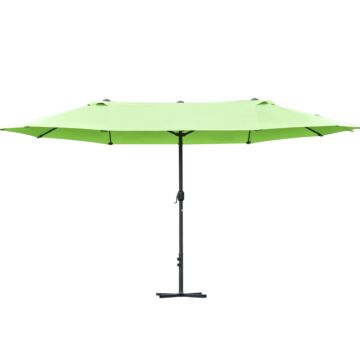 Outsunny 4.6m Garden Parasol Double-sided Sun Umbrella Patio Market Shelter Canopy Shade Outdoor With Cross Base – Green