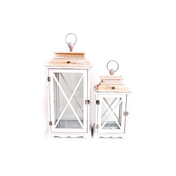 Set Of Two Wooden Lanterns