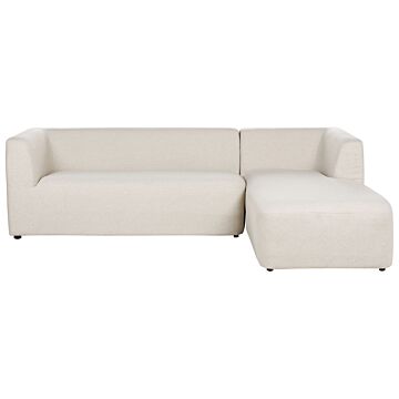 Left Hand Corner Sofa Polyester Light Beige 4-seater Upholstered Plastic Legs Fabric Minimalist Modern Beliani