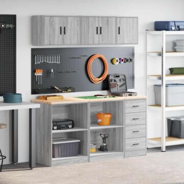 Vidaxl Garage Cabinets 6 Pcs Grey Sonoma Engineered Wood