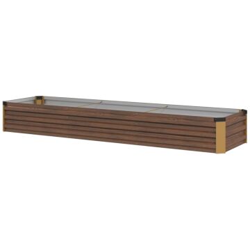 Outsunny 60 X 240cm Galvanised Steel Planter, With Open Bottom, Brown